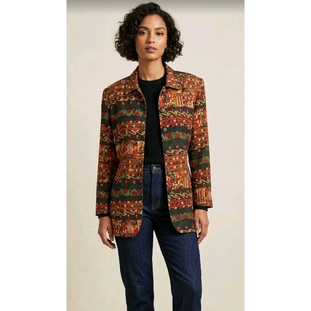 Vintage Ultra Dress Blouse Size 12 Design Buttons Padded Shoulders Back Tie...